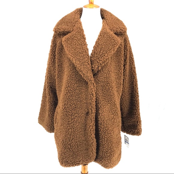 Lucky Brand Jackets & Blazers - Lucky Brand Pecan Faux Shearling Teddy Snap Button Coat Jacket